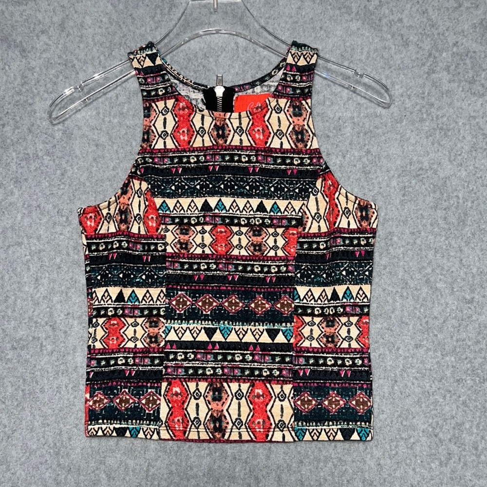 Chelsea & Violet Aztec Print Zippered Back Top - Picture 1 of 4